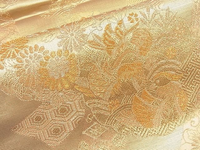 平和屋着物◎六通柄袋帯 雪輪短冊花文 金糸 逸品 BAAJ8330ns