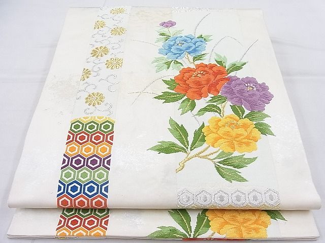 平和屋着物◎六通柄袋帯 唐織 吉祥花間道 金銀糸 逸品 BAAJ8338ns