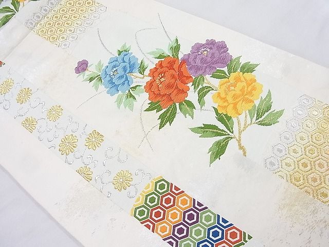 平和屋着物◎六通柄袋帯 唐織 吉祥花間道 金銀糸 逸品 BAAJ8338ns