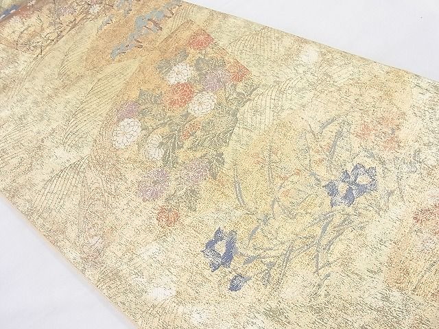 袋帯 琳派百䋻図 美しい加工 正絹 AO-3654 平和屋着物◎六通柄袋帯 琳派名画集 金糸 逸品 BAAJ8360ns
