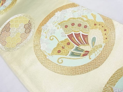 平和屋着物◎六通柄袋帯 唐織 蝶花丸遊文 金銀糸 逸品 BAAJ8374ns