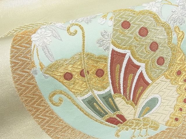 平和屋着物◎六通柄袋帯 唐織 蝶花丸遊文 金銀糸 逸品 BAAJ8374ns