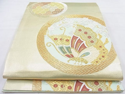 平和屋着物◎六通柄袋帯 唐織 蝶花丸遊文 金銀糸 逸品 BAAJ8374ns
