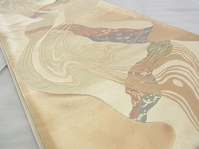 平和屋着物◎六通柄袋帯 光琳水文様 金糸 逸品 BAAJ3217if