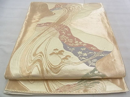 平和屋着物◎六通柄袋帯 光琳水文様 金糸 逸品 BAAJ3217if