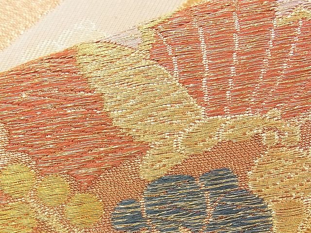 平和屋着物◎六通柄袋帯 花蝶丸文 金銀糸 逸品 BAAJ1096if
