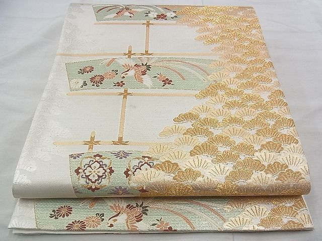 平和屋着物◎六通柄袋帯 唐織 鳳凰花文 金糸 逸品 BAAJ3228if