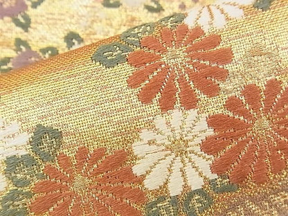 平和屋着物◎六通柄袋帯 唐織 御所解花文 金糸 逸品 BAAJ3239if