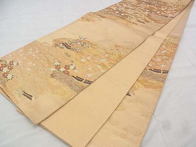 平和屋着物◎六通柄袋帯 唐織 御所解花文 金糸 逸品 BAAJ3239if