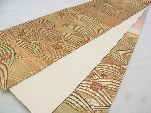 平和屋着物◎六通柄袋帯 桜流し 金彩 逸品 BAAJ3252if