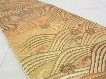 平和屋着物◎六通柄袋帯 桜流し 金彩 逸品 BAAJ3252if