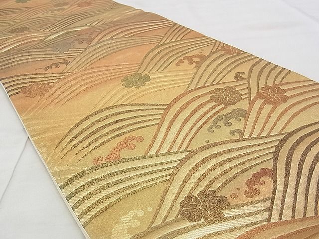 平和屋着物◎六通柄袋帯 桜流し 金彩 逸品 BAAJ3252if