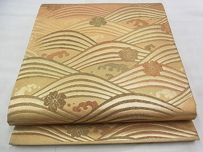 平和屋着物◎六通柄袋帯 桜流し 金彩 逸品 BAAJ3252if
