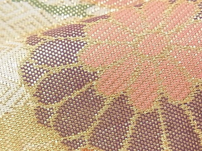 平和屋着物◎古典佐賀錦 六通柄袋帯 飛鶴地紙吉祥文 九百織 金糸 逸品 BAAJ3279if