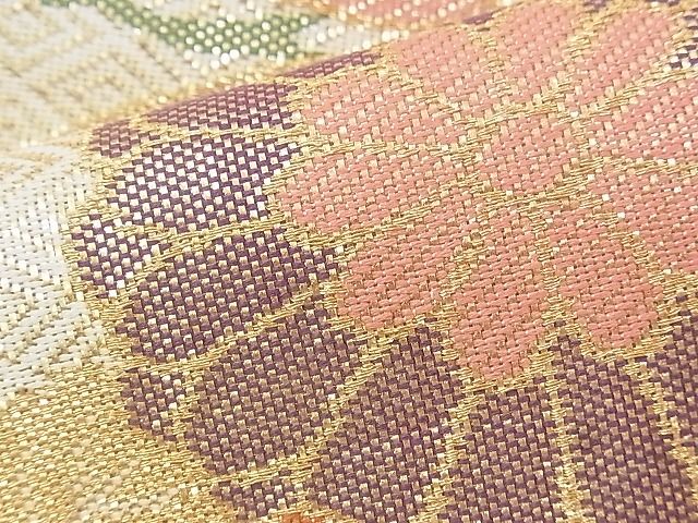 平和屋着物◎古典佐賀錦 六通柄袋帯 飛鶴地紙吉祥文 九百織 金糸 逸品 BAAJ3279if