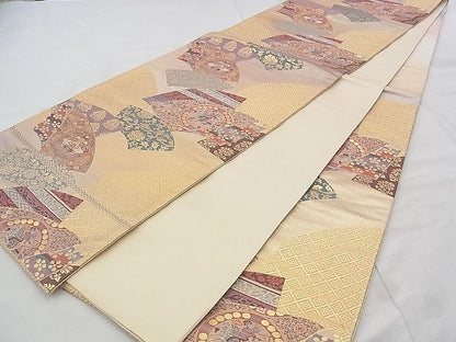 平和屋着物◎六通柄袋帯 唐織 地紙名物裂 金糸 逸品 BAAJ3277if