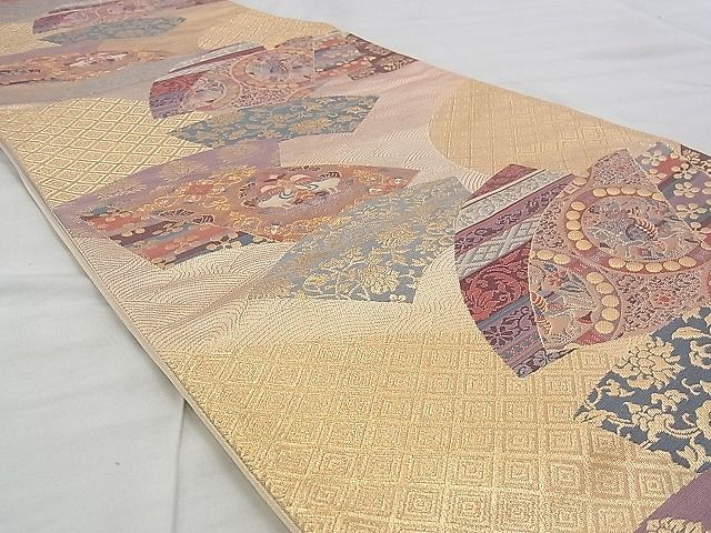 平和屋着物◎六通柄袋帯 唐織 地紙名物裂 金糸 逸品 BAAJ3277if