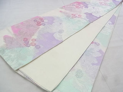 平和屋着物◎六通柄袋帯 唐織 舞花文 銀糸 逸品 BAAJ9310if