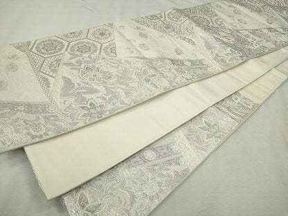 平和屋着物◎六通柄袋帯 唐織 煌きのオパール 切嵌草花文 逸品 CAAE7541in
