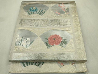 平和屋着物◎六通柄袋帯 唐織 地紙流水草花文 金糸 逸品 CAAE7548in