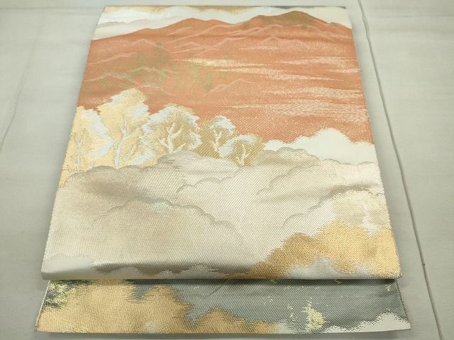 平和屋着物◎六通柄袋帯 遠山樹林文 金銀糸 逸品 CAAE7521in