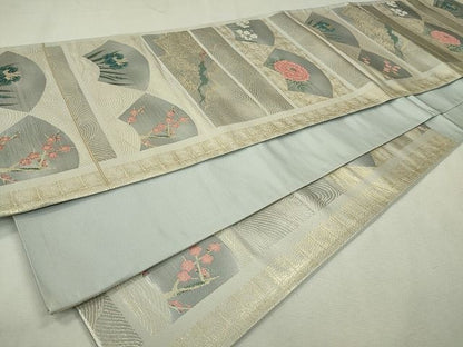 平和屋着物◎六通柄袋帯 唐織 地紙流水草花文 金糸 逸品 CAAE7548in