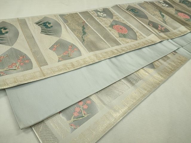平和屋着物◎六通柄袋帯 唐織 地紙流水草花文 金糸 逸品 CAAE7548in