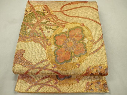 平和屋着物◎佐賀錦 六通柄袋帯 鼓舞花文 金糸 やまとオリジナル 逸品 CAAE7595in