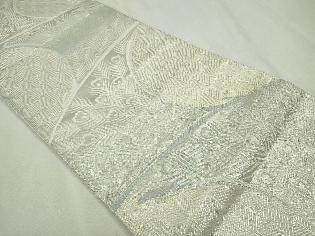 平和屋着物◎六通柄袋帯 孔雀羽文 銀糸 逸品 CAAE7569in