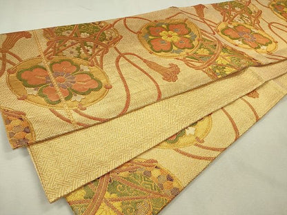 平和屋着物◎佐賀錦 六通柄袋帯 鼓舞花文 金糸 やまとオリジナル 逸品 CAAE7595in