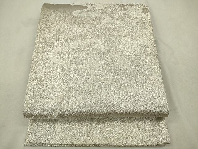 平和屋着物◎六通柄袋帯 草花文 銀糸 逸品 CAAH5739in