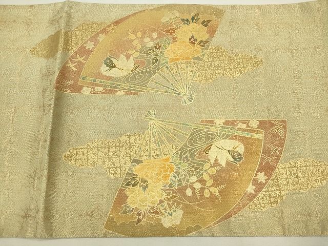 平和屋着物◎太鼓柄袋帯 扇面御所車花文 金彩 逸品 CAAH5723in