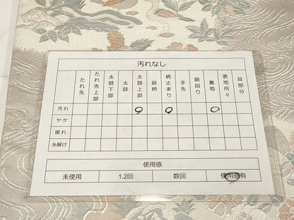平和屋着物◎佐賀錦 六通柄袋帯 流水孔雀花文 銀糸 正絹 逸品 AAAL5637Aex