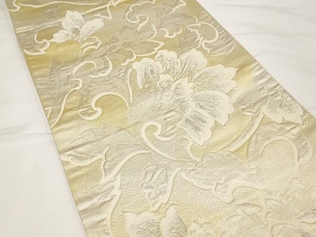 平和屋着物◎六通柄袋帯 唐織 草花文 銀糸 正絹 逸品 AAAL5641Aex