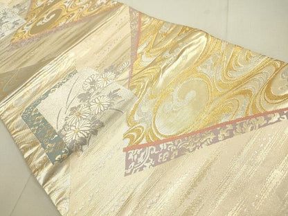 平和屋着物◎六通柄袋帯 色紙重ね流水花文 金銀糸 逸品 DAAI2069rt