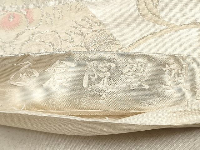 平和屋着物◎六通柄袋帯 ふくれ織 正倉院裂型 銀糸 手引箔 逸品 DAAI3090ya