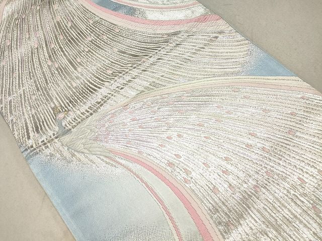 平和屋着物◎六通柄袋帯 唐織 孔雀文 銀糸 逸品 DAAI3093ya