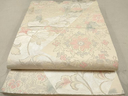 平和屋着物◎六通柄袋帯 ふくれ織 正倉院裂型 銀糸 手引箔 逸品 DAAI3090ya