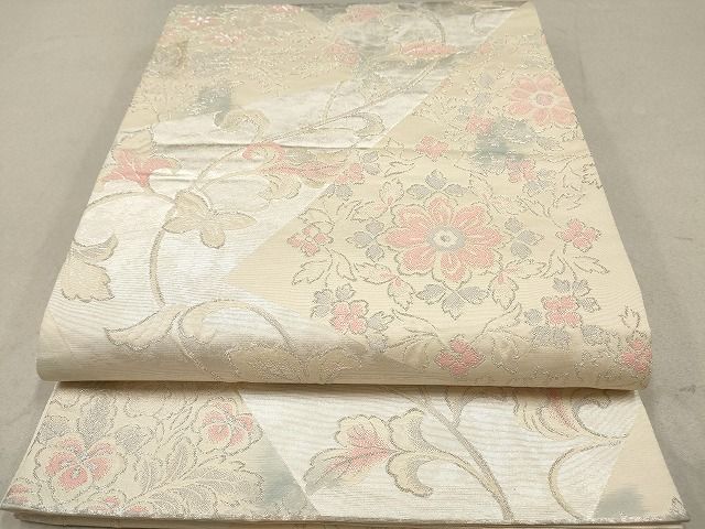 平和屋着物◎六通柄袋帯 ふくれ織 正倉院裂型 銀糸 手引箔 逸品 DAAI3090ya