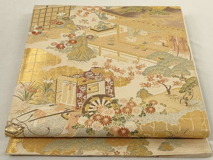 平和屋着物◎六通柄袋帯 粋美錦 金糸 正絹 逸品 AAAL2752Atn