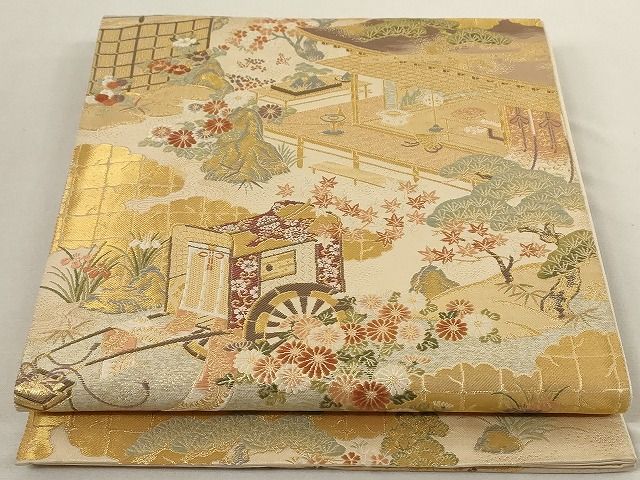 平和屋着物◎六通柄袋帯 粋美錦 金糸 正絹 逸品 AAAL2752Atn