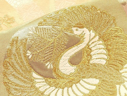 平和屋着物◎六通柄袋帯 唐織 立涌花鳥丸文 松喰い鶴 金銀糸 逸品 BAAJ6992sa