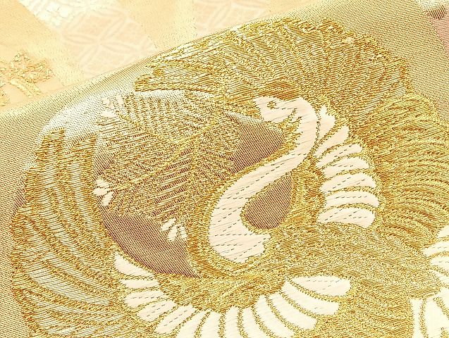 平和屋着物◎六通柄袋帯 唐織 立涌花鳥丸文 松喰い鶴 金銀糸 逸品 BAAJ6992sa