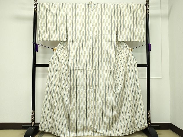 平和屋本店●極上 京都・西陣 織元ブランド 秦流舎 花織 紬 市松間道 逸品 CZAA0986s4