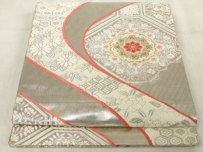 平和屋着物◎六通柄袋帯 正倉院流水花文 金銀糸 正絹 逸品 AAAL4393Adw