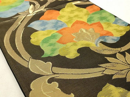 平和屋着物◎六通柄袋帯 花唐草文 金糸 正絹 逸品 AAAL4397Adw