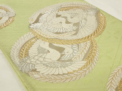 平和屋着物◎六通柄袋帯 唐織 向かい鳳凰文 金銀糸 正絹 逸品 AAAL9741Adw