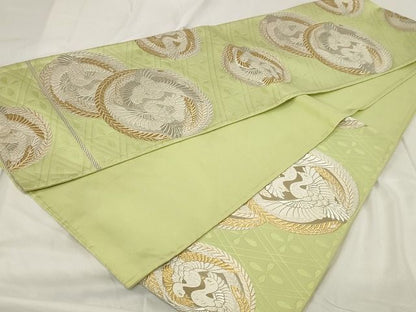 平和屋着物◎六通柄袋帯 唐織 向かい鳳凰文 金銀糸 正絹 逸品 AAAL9741Adw