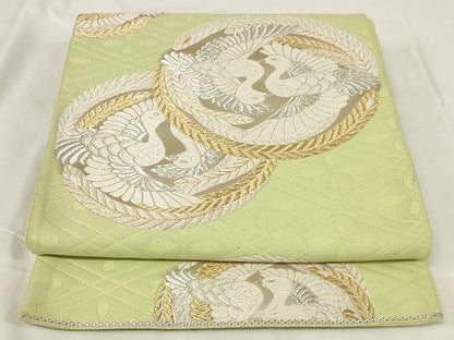 平和屋着物◎六通柄袋帯 唐織 向かい鳳凰文 金銀糸 正絹 逸品 AAAL9741Adw