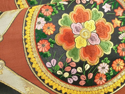 平和屋着物■六通柄袋帯　唐織　正倉院花丸文　黒地　金糸　逸品　CAAQ1234egm